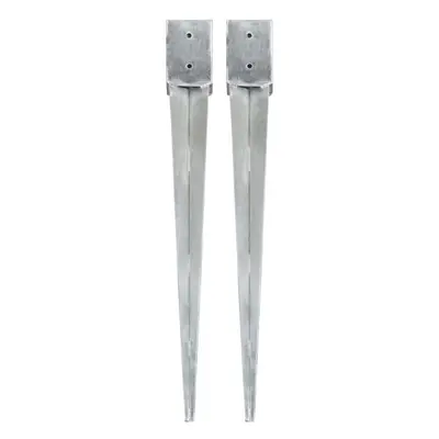 vidaXL 2x Ground Spike Silver Galvanised Steel Outdoor Soil Spear Garden Arch