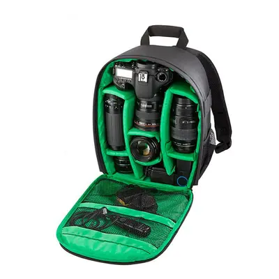 (Green) Multi-functional Small DSLR Digital Camera Video Backpack Bag Waterproof Outdoor