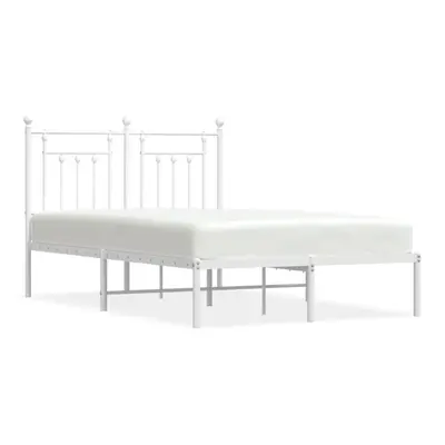 (white, x cm/with headboard) vidaXL Metal Bed Frame Bedroom Bed Base Bedstead Metal Matress Foun