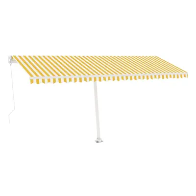 vidaXL Manual Retractable Awning with LED 500x350 cm Yellow and White Outdoor