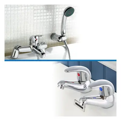 Dame Twin Basin Taps and Bath Shower Mixer Taps Chrome