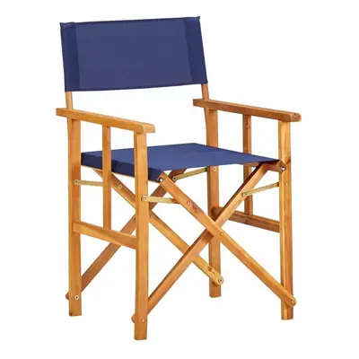 vidaXL Solid Acacia Wood Director's Chairs Blue Folding Dining Patio Chairs