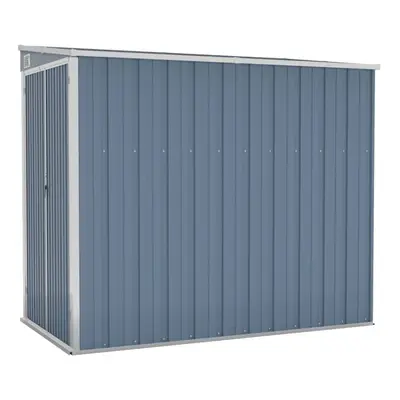 vidaXL Wall-mounted Garden Shed Grey Galvanised Steel Patio Tool Storage Shed