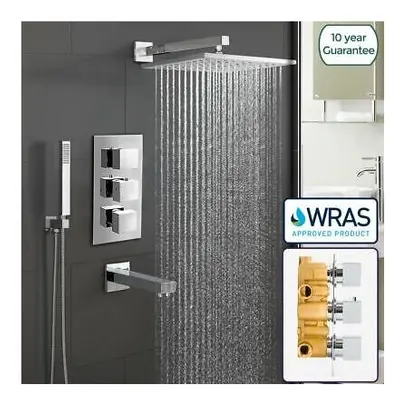 Olive Way Concealed Thermostatic Shower Mixer Valve Slim Head & Bath Filler