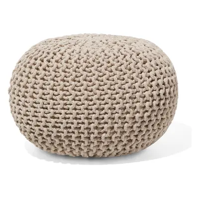 Cotton Knitted Pouffe x cm Beige CONRAD