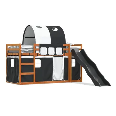 (brown and black, x cm) vidaXL Bunk Bed with Slide and Curtains Bed Frame Kids Twin Sleeper Loft