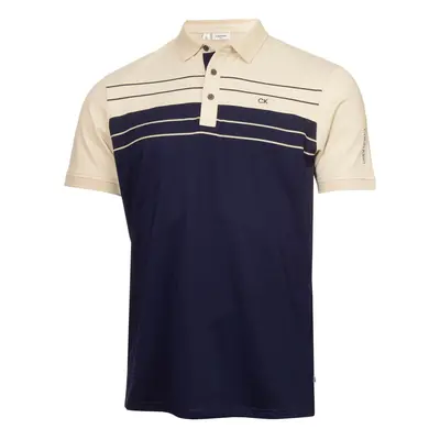 (L, Sand Marl) Calvin Klein Mens Georgetown Moisture Wicking Quick-Drying Polo Shirt