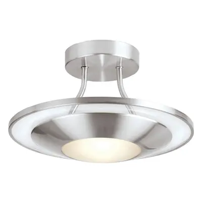 Semi Flush Ceiling Light Satin Chrome & Glass Modern Round Lamp & Rose Office