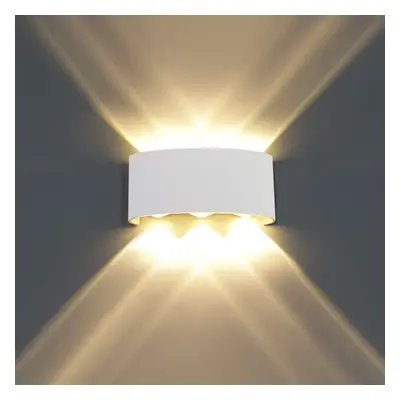 (White, 8W) Waterproof 2-8W LED Wall Light Up Down Lighting Sconce Lamp Indoor Outdoor IP65