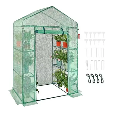 Walk-in Green House, 4.6 x 2.4 x 6.7 ft Greenhouse with Shelves, Set Up in Minutes, High Strengt