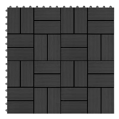 vidaXL 11x Decking Tiles WPC 30x30cm 1sqm Black Patio Paving Flooring Board