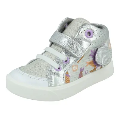 (Silver, UK Infant) Childrens Clarks Casual Hi-Top Trainers City Pop - Silver Combi Textile - UK