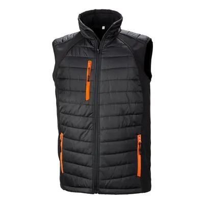 (L, Black/Orange) Result Mens Black Compass Padded Soft Shell Gilet