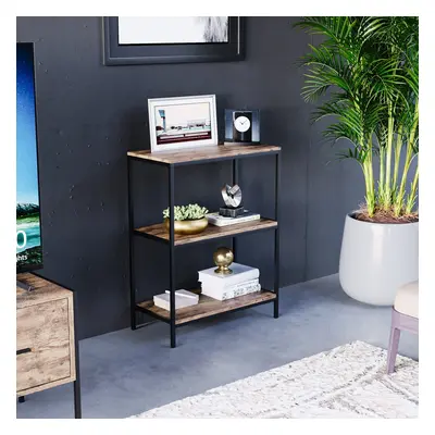 (Dark Wood) Brooklyn Industrial Bookcase Wooden Shelves Tier