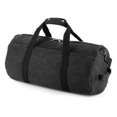 (One Size, Black) Bagbase Vintage Canvas Duffle Bag