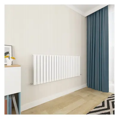 (600x1428mm Double) Horizontal flat radiator white all sizes