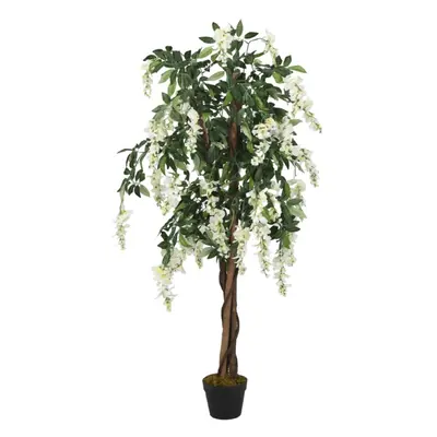 (150 cm) vidaXL Artificial Wisteria Tree Artificial Plant Leaves Green and White