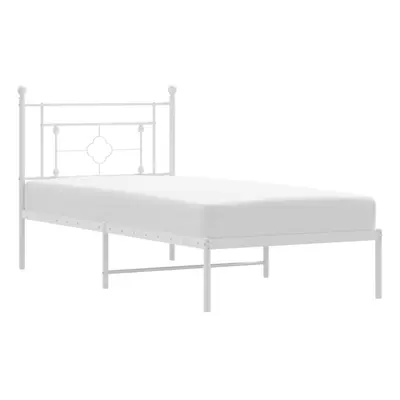 (white, x cm/with headboard) vidaXL Metal Bed Frame Home Bedroom Bed Base Mattress Foundation Be