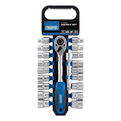 Combined MM/AF Socket and Ratchet Set, 1/2"" Sq. Dr. (20 Piece)