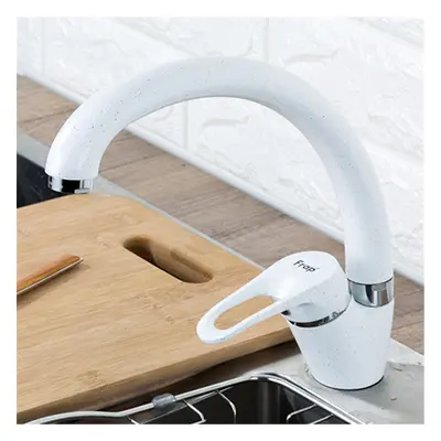 (White) Brass Color Kitchen Sink Faucet Mixer Cold And Hot Single Handle Swivel Spout Water Sink