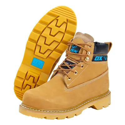 (Size 8) OX NUBUCK Safety Work Boots with Steel Toecap & Midsole Tan Honey (Sizes 6-13)