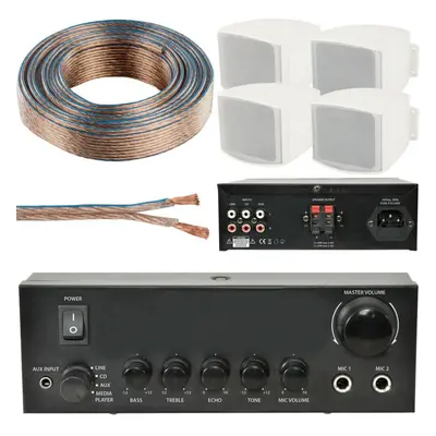 110W Mini Stereo Amplifier System 4x Background Wall Speaker Bedroom Office AUX