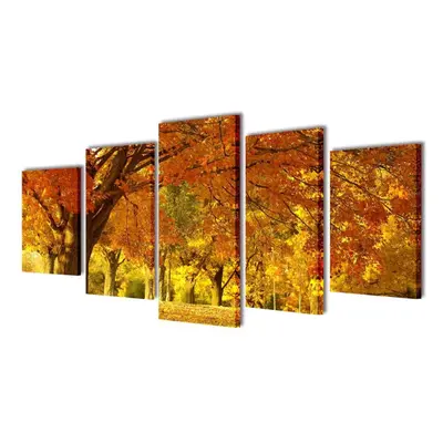 vidaXL Canvas Wall Print Set Maple 200x100cm Home Decor Picture Artwork Poster