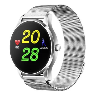 (Silver) Smart Watch Heart Rate Sleep Monitor Intelligent Reminder Anti-lost Remote Control