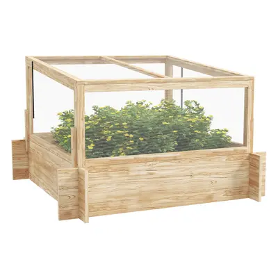 Outsunny Outdoor Raised Garden Bed with Cold Frame Greenhouse and Openable Top