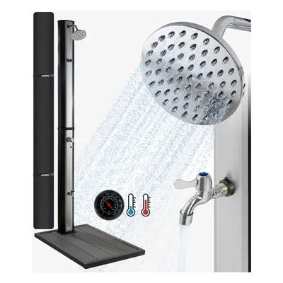 Solar shower 35L & floor element | with integrated thermometer & foot shower | pool shower for t