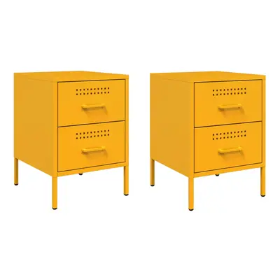 (yellow, pcs) vidaXL Bedside Cabinet Nightstand Bed Table Bed Cabinet Mustard Yellow Steel