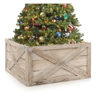 Christmas Tree Collar Box W/Hook &Loop Fastener Xmas Tree Stand Skirt