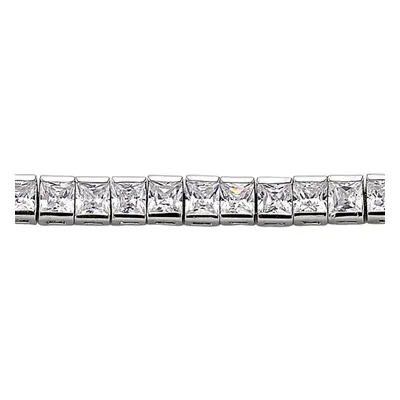 Jewelco London Ladies Sterling Silver Princess Cut Cubic Zirconia Tennis Eternity Line Bracelet 