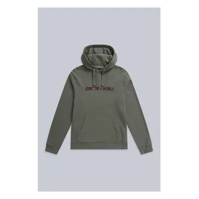 (S, Khaki Green) Animal Mens Driver Logo Organic Hoodie