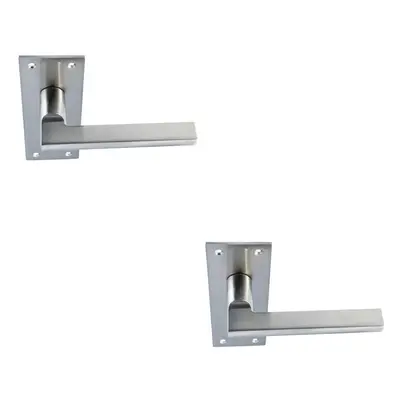 2x PAIR Straight Bar Handle on Slim Bathroom Backplate x 50mm Satin Nickel