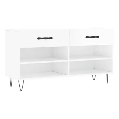 vidaXL Shoe Bench Shoe Storage Shoe Rack High Gloss White Engineered Wood