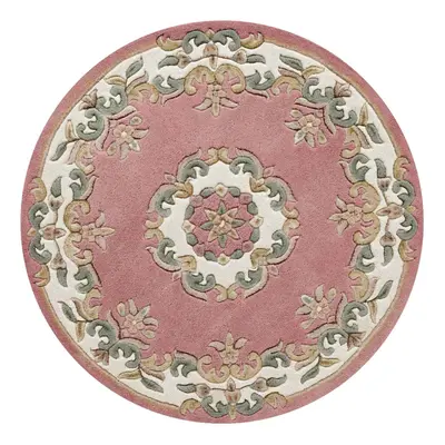 (PINK, Circle: 120cm) Traditional Pure Wool Rugs Hall Runner Round Circle Half Moon Mat Small Ex