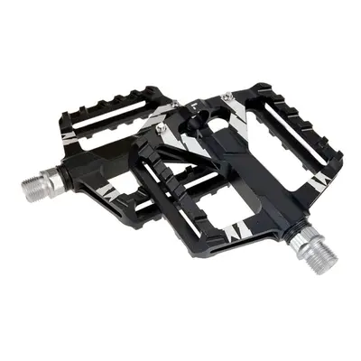 (Black) 2Pcs Mountain Road Bike Aluminum Alloy MTB Pedals Flat Platform Bicycle Pedal