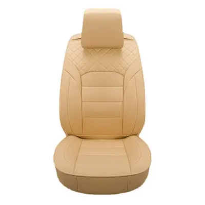 (Beige Standard Edition) Luxury PU Leather Car Seat Cover Universal 5-Seat Full Set Seat Cover