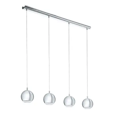 Pendant Ceiling Light Colour Chrome Shade Clear Plastic Bulb GU10 4x3.3W