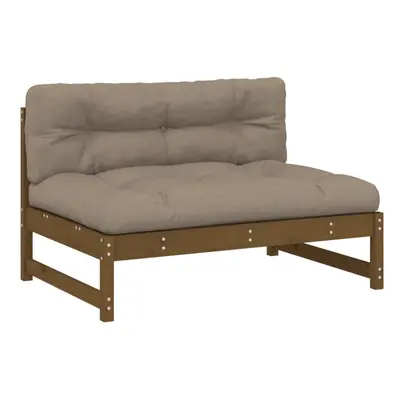 (honey brown pine, middle sofa) vidaXL Middle Sofa Patio Footrest Sectional Sofa with Cushions S