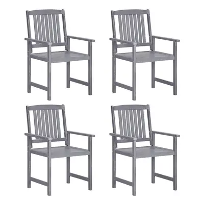 vidaXL 4x Solid Acacia Wood Garden Chairs Grey Wooden Garden Chair Seat