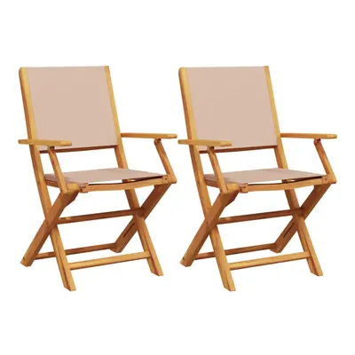 (taupe, pcs) vidaXL Garden Chairs Outdoor Chair Dining Chair Solid Wood Acacia and Fabric