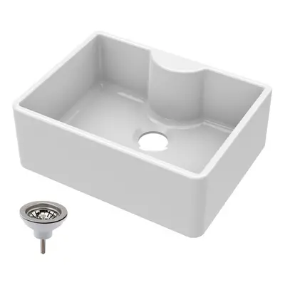 595mm - Single Bowl Fireclay Butler Kitchen Sink - Tap Ledge