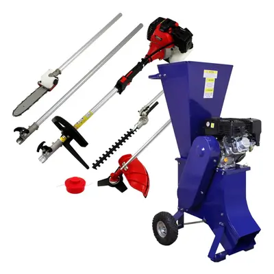 5 in Multi Tool 52cc & 15HP Wood Chipper Petrol Garden Cutter Shredder Trimmer