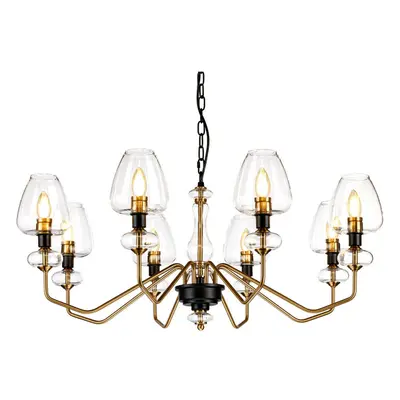 8 Bulb Chandelier Aged Brass Finish Plated And Charcoal Black Paint LED E14 40W