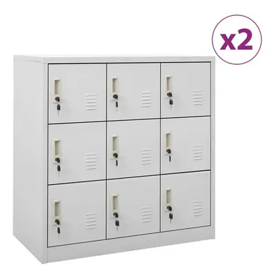 vidaXL 2x Locker Cabinets Light Grey Steel Office School Storage Side Cabinet