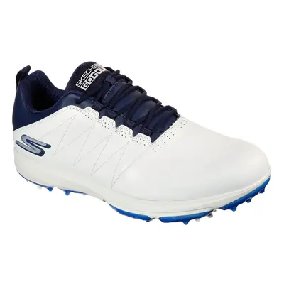 (UK 8.5, White/Navy) Skechers Mens Pro Legacy Waterproof Spiked Leather Comfort Golf Shoes