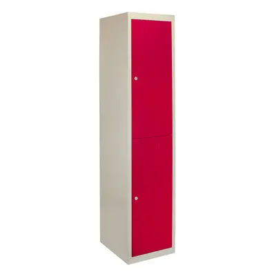 Metal Lockers Doors Steel Flatpack Storage Lockable Gym School Red â 45cm D