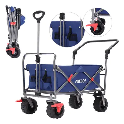 AREBOS Handcart | Transport cart | Foldable | with telescopic pole | Blue